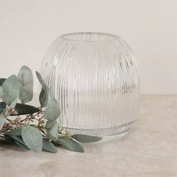 Ribbed Glass Vase 15cm x 16cm