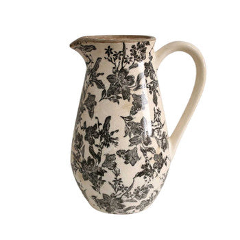 Ceramic Jug - with Black Flowers