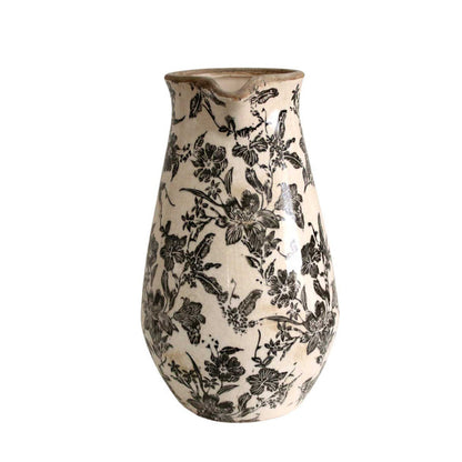 Ceramic Jug - with Black Flowers