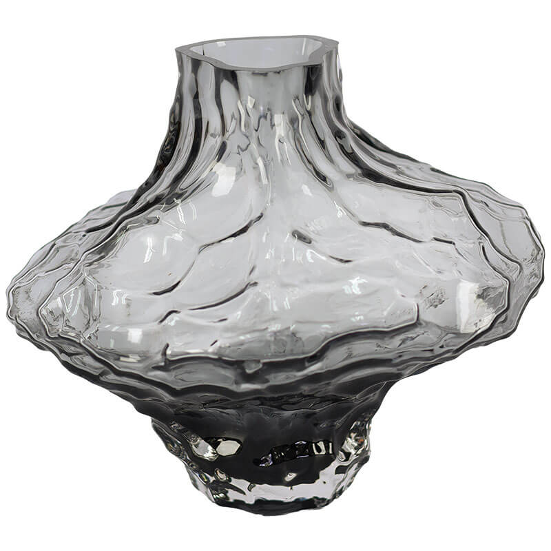 Tornado Glass Vase in Light Smoke small 16cm