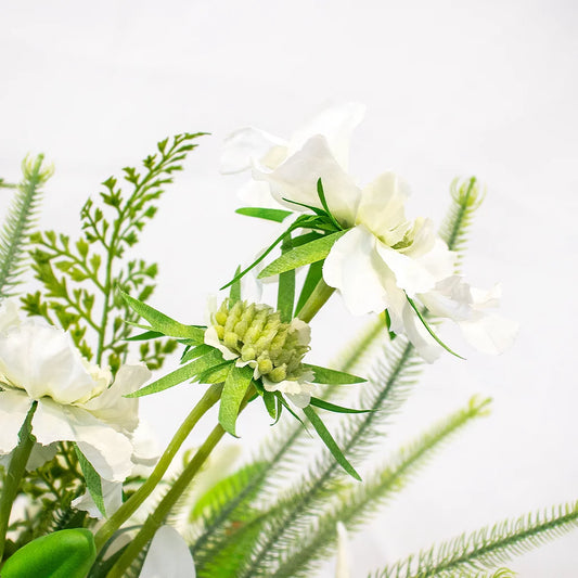 WHITE TIGER LILY WITH FERN FOLIAGE IN CYLINDER VASE 70cm