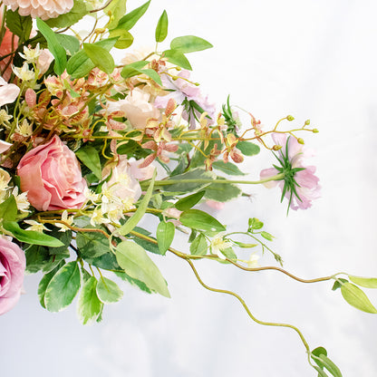 MIXED PINKS IN PEDESTAL URN VASE 90cm