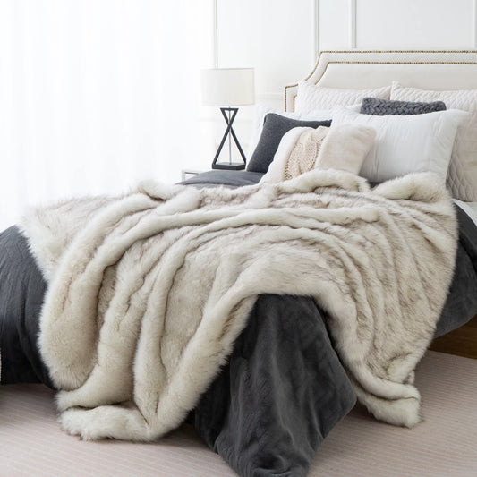 Furrow Faux Fur throw in Chinchilla