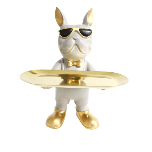 Cool Dog Craft - White Standing, Gold Plate