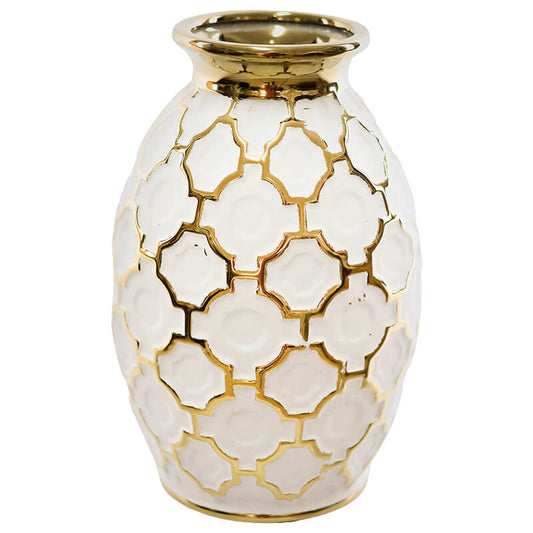 Geo Vase Gold & White 25cm