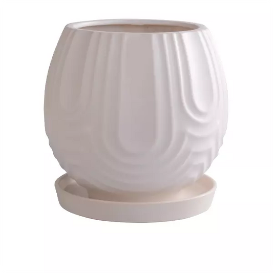 Ceramic Vase – Matte White 21cm(H)x22cm(W)