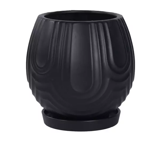 Ceramic Vase – Matte Black 21cm(H)x22cm(W)