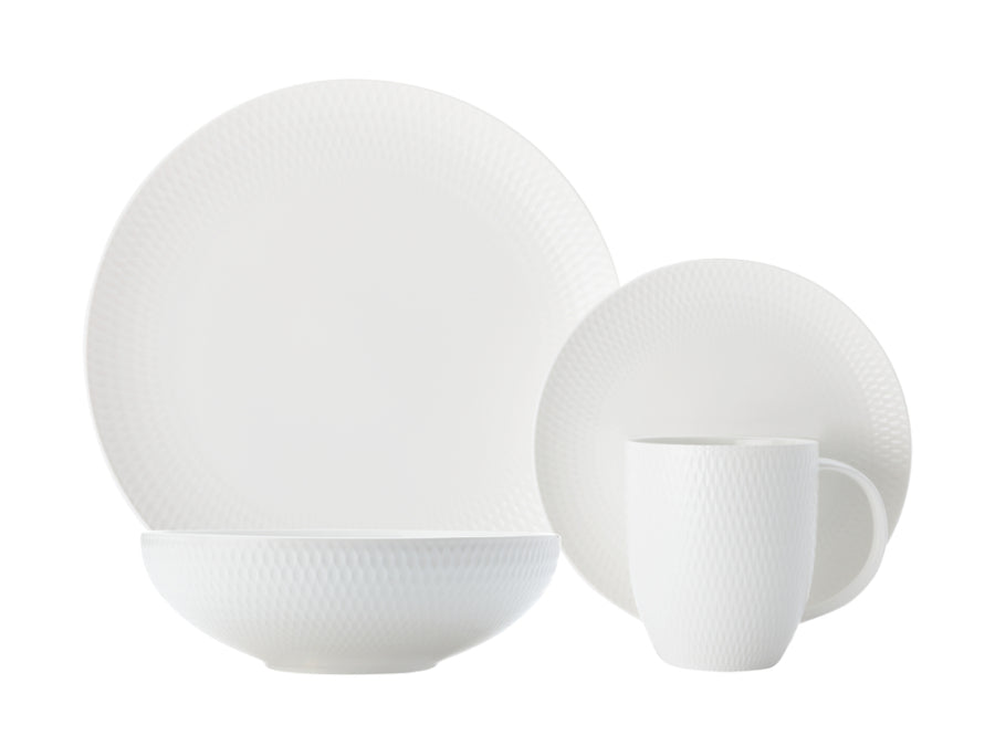 White Basics Diamonds Dinner Set 16pce