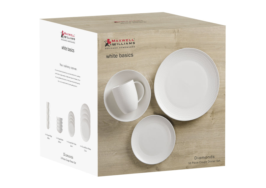 White Basics Diamonds Dinner Set 16pce