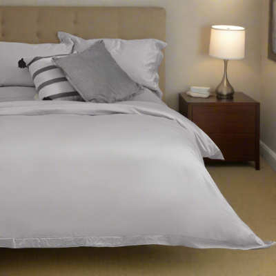 Satin Stitch Duvet Cover – Silver-400TC-100% Egyptian Cotton