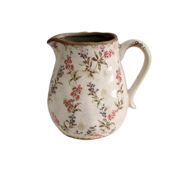 Ceramic Jug - Red, Black And White Flowers