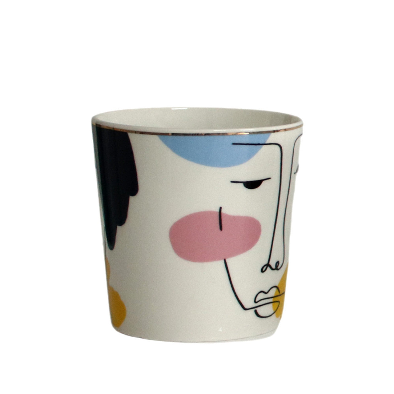 Ceramic Mug - One Line Face And Colour Shapes