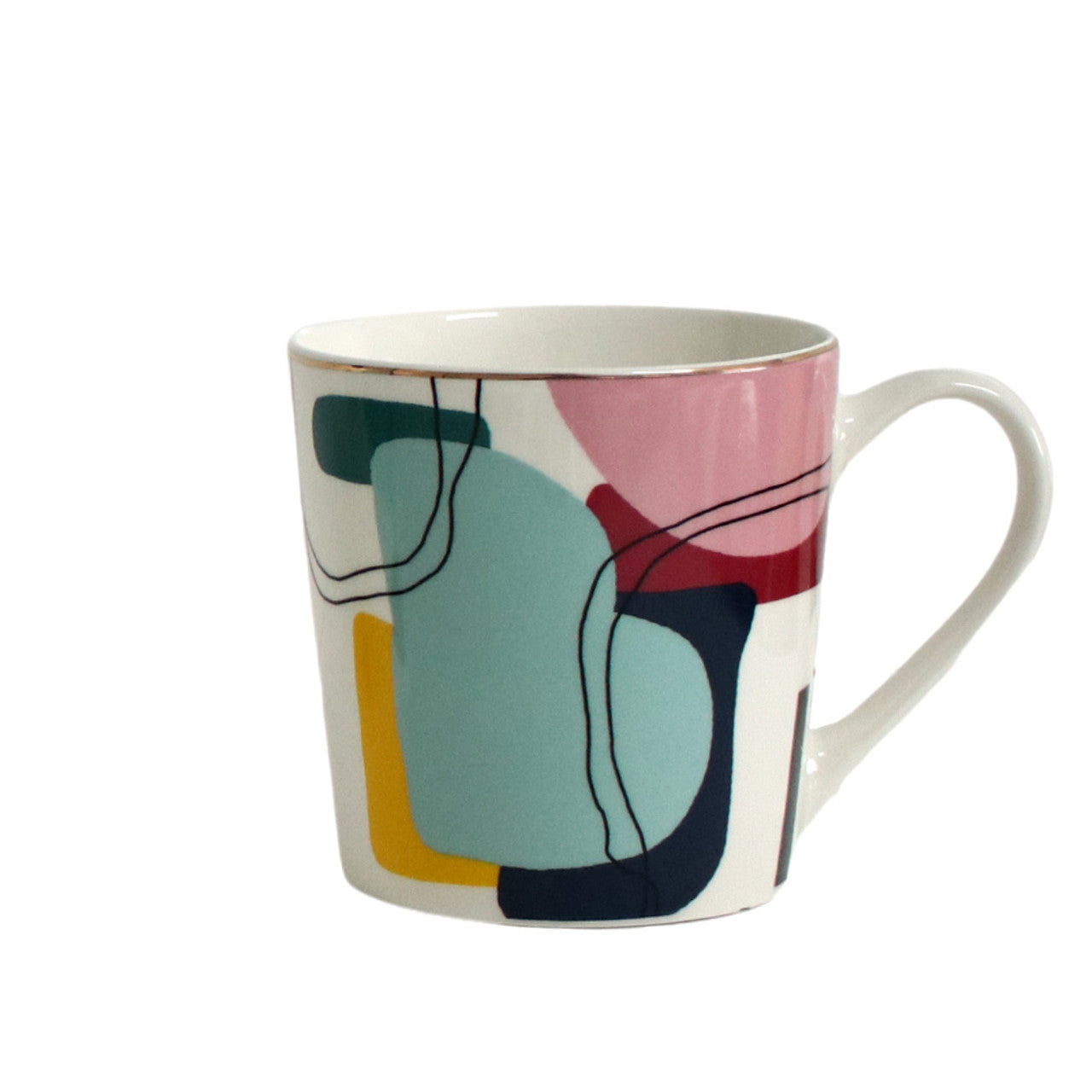 Ceramic Mug - Abstract Lines And Colour Shapes